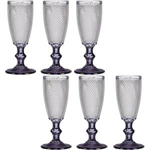 Vivalto - Luxe Champagneglazen Monaco serie set 12x antraciet voet 180 ml