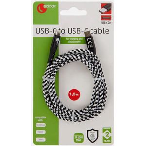BlueTime USB C naar USB C kabel - USB C to USB C - USB C kabel - USB C Kabels- Universele Oplaadkabel - Snel lader & Datasynchronisatie – 1,5 meter - Zwart