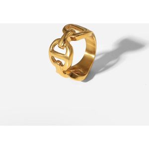 Ring - Yehwang - Goud - Schakel - Statement ring - Stainless steel sieraden