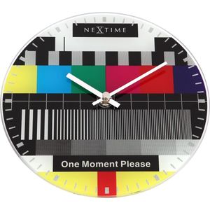 NeXtime Little Testpage - Tafel Klok - Stil Uurwerk - Testbeeld - Rond - Glas - Ø20 cm - Multicolor