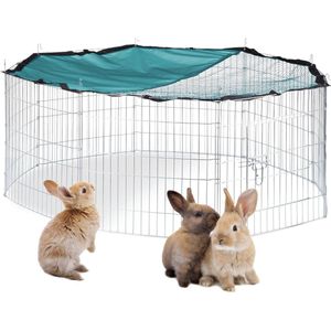 Ren- puppy Ren- XL konijnenren met net, buitenren, voor konijnen en andere knaagdieren, met zonnedoek, Ø 145cm, verzinkt