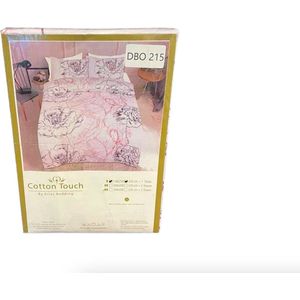 Cotton Touch dekbedovertrek - 140x220cm - wit/roze