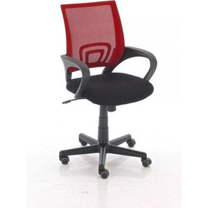 In And OutdoorMatch Luxe bureaustoel Sydni - Zwart/Rood - Op wielen - 100% polyester - Ergonomische bureaustoel - In hoogte verstelbaar - Voor volwassenen