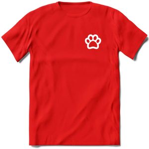 Cat Paw - Katten T-Shirt Kleding Cadeau | Dames - Heren - Unisex | Kat / Dieren shirt | Grappig Verjaardag kado | Tshirt Met Print | - Rood - XL