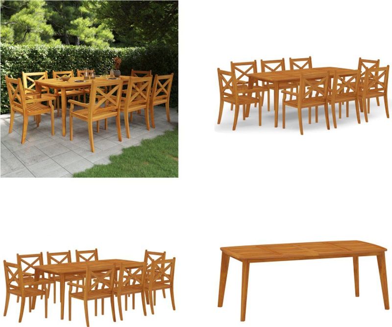 vidaXL - 9-delige - Tuinset - massief - acaciahout