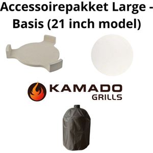 Kamado Grills - Accessoirepakket - 21 inch kamado - Regenhoes, Deflector en Pizzasteen