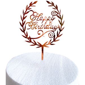 Cake Topper Happy Birthday Versiering Taarttopper Decoratie Rose Goud Verjaardag Versiering Feest Versiering – 1 Stuk