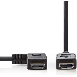 Nedis High Speed ​​HDMI-Kabel met Ethernet - Links Gehoekte HDMI Connector - HDMI Connector - 4K@30Hz - 10.2 Gbps - 1.50 m - Rond - PVC - Zwart - Polybag