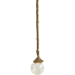 Glazen Bal met LED - 20 cm - Jute touw 95 cm