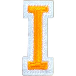 Alfabet Letter Strijk Embleem Patch Oranje Wit Letter I / 3.5 cm / 4.5 cm