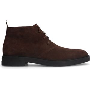 Manfield - Heren - Bruine suède veterboots - Maat 40