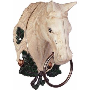 Handdoekrek - Paardenhoofd - Gietijzer sculptuur - 30 cm hoog