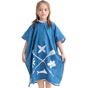 HOMELEVEL badstof poncho voor kinderen - Badponcho voor jongens en meisjes - Met capuchon - Strandponcho van zachte stof