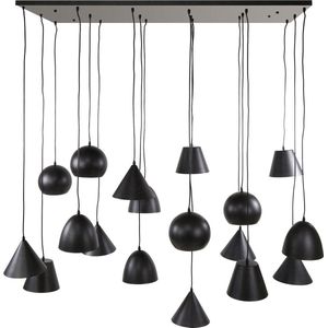 Xxl hanglamp Artic in zwart metaal | 18 lichts | 145x60x150 cm | eetkamer / woonkamer | industrieel design | verstelbaar | sfeervol en modern