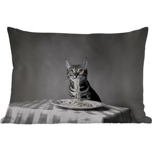 Buitenkussens - Bengaal - Kat - Tafelkleed - Zwart - Wit - Dier - 60x40 cm - Weerbestendig