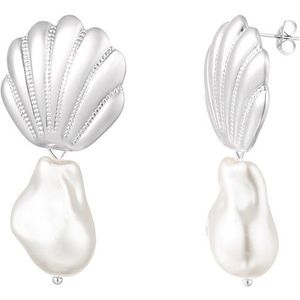 Stijlvolle oorbellen met schelp en parel - Oorbellen dames - Oorstekers - Stainless Steel - Nikkel free - Sieraden voor vrouwen