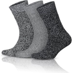 GoWith - wollen sokken - noorse sokken - 3 paar - wintersokken -  thermosokken - huissokken - sokken heren - maat 39-42