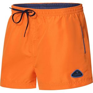 Ladeheid LA-ZA-SWS-1001 Heren Zwembroek - Zwemshorts - met zijzakken en achterzak - sneldrogend - met binnenslip van mesh - Koordsluiting - Polyester - Oranje/Kobalt - L