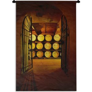 Wandkleed Wijnkelder - Afbeelding van de ingang van een wijnkelder Wandkleed katoen 120x180 cm - Wandtapijt met foto XXL / Groot formaat!