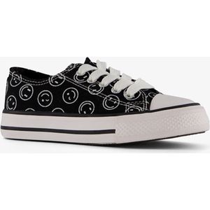 Canvas kinder sneakers zwart met smileys - Maat 33