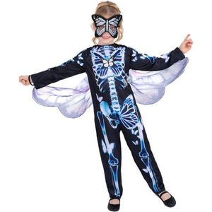 Smiffy's - Vlinder Kostuum - Vlinder Skelet - Meisje - Blauw, Zwart - Large - Halloween - Verkleedkleding