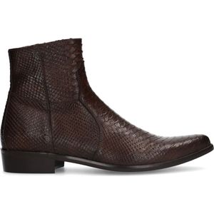 Sacha - Heren - Donkerbruine leren western boots met snakeskin - Maat 43