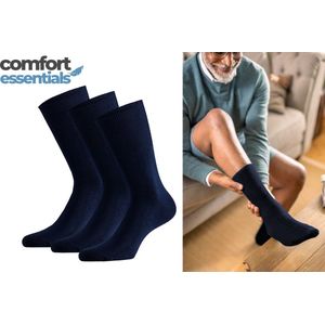 Comfort Essentials Antipress Diabetes Sokken 39 42 - 3 paar - Navy - Niet Knellende Naadloze Sokken Dames Heren Unisex - Modal
