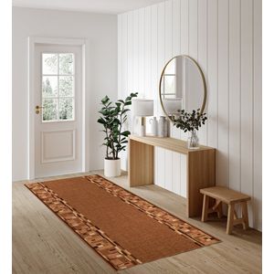 Tapiso Antislip Rubber Mat Beige Licht Bruin Klassiek Rubbermat Tapijt Maat- 80x300