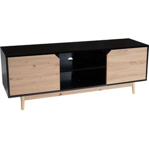 Rootz Lowboard TV-meubel - TV-dressoir - Entertainmentmeubel - Modern zwart eiken design - Ruime opbergruimte - Kabelbeheer - Vloerbescherming - 150 cm x 40 cm x 55 cm