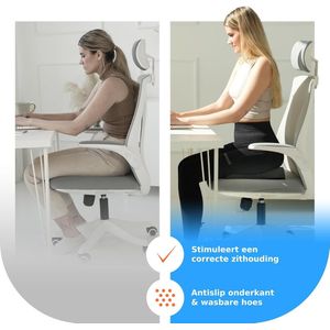 Comfortabel wigkussen voor bureaustoel - Ergonomisch zitkussen stoel - Stevig, vormvast - Modern schuimrubberen zitkussen, stoelverhoger, wigkussen kantoor, auto - DYNMC YOU Premium Design