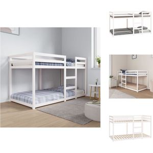 vidaXL Stapelbed Massief grenenhout - 195.5 x 95.5 x 112 cm - Veilig ontwerp - Wit - Bed