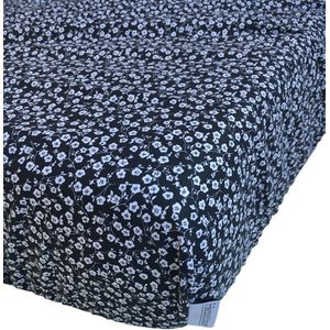 Hannahhave peuterhoeslaken Black and White Flowers, 150/160/70, zwart witte bloemen