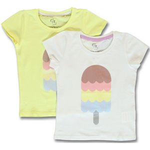 Lemon Beret 2 t-shirts meisjes - geel - wit - 150841 - maat 128