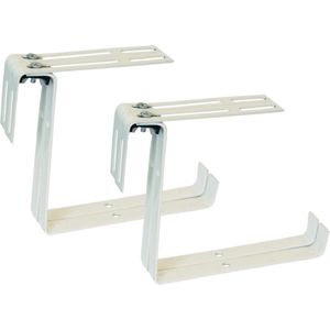 Set van 4 verstelbare metalen balkonbeugel  voor railing t/m 14 cm wit - Bloem/plantenbakken ophang beugel