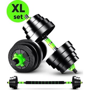 Runtaro Halterset 30 KG - 2x15 KG - Inclusief trainingschema - Dumbell Set - Barbell Halterstang met Gewichten – Verstelbare Dumbells met Gewichtschijven - Fitness Stang - Gewichten Set