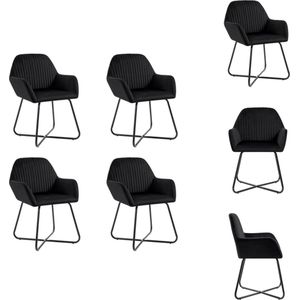 vidaXL Eetstoelen - Set van 4 - Fluweel - Zwart - 61x61x84 cm - Ergonomisch - Eetkamerstoel