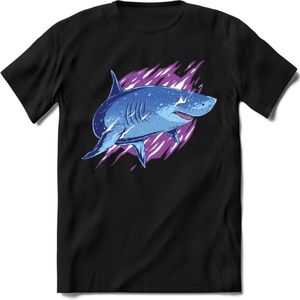 Dieren T-Shirt | Haai retro kleding Kado Heren / Dames | Perfect wildlife shark Cadeau shirt - Zwart - XXL