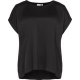 Vila T-shirt Viellette S/s Satin Top/cur - Noos 14077192 Black Dames Maat - 50