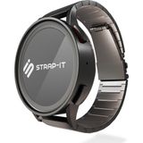 Strap-it Luxe titanium bandje - geschikt voor Xiaomi Mi Watch / Xiaomi Watch S1 / Watch S1 Pro / Watch 2 Pro - Active / Amazfit GTR 47mm / GTR 2 / GTR 3 - Pro - donkergrijs