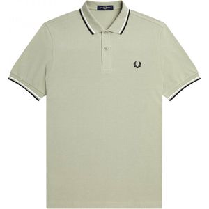 Fred Perry M3600 polo twin tipped shirt - pique - Seagrass / Snow White / Black - Maat: M