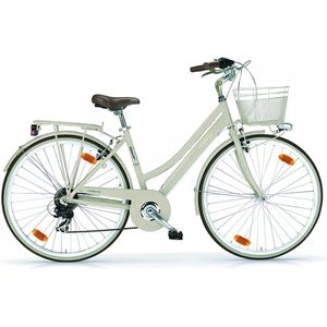 In And OutdoorMatch Damesfiets Hoyt - Stadsfiets met 6 versnellingen - 28 inch wielmaat - Hybride - Fietsmand - Framemaat 46cm - Creme