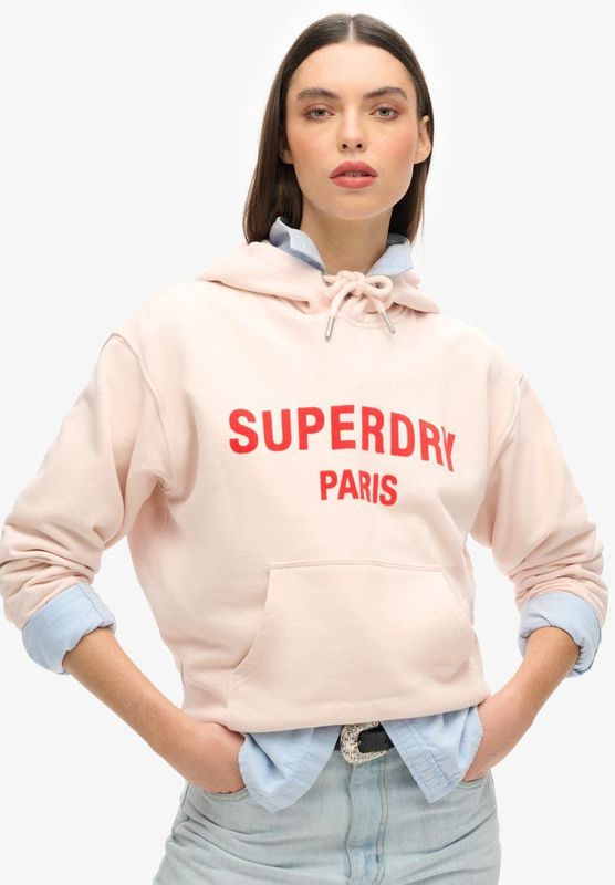 Superdry Sport Luxe Loose Hoodie Beige Vrouw