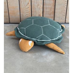 Hugo Frosch warmwaterkruik 0,8 L in designkussen schildpad - schild ca 38 cm - XL kruik - groen