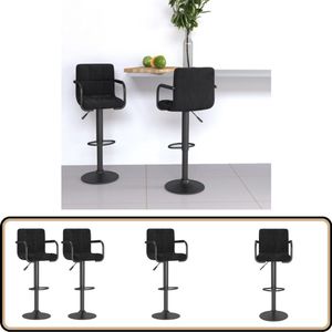 vidaXL Barkrukken - Set van 2 - Fluweel - Zwart Barstoel - Barkruk - Eetkamerstoel - Keukenstoel - Design Stoel