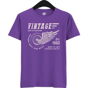 A Vintage Motorcycle Addict Est 1953 | Retro Verjaardag Motor Cadeau Shirt - T-Shirt - Unisex - Dark Purple - Maat S
