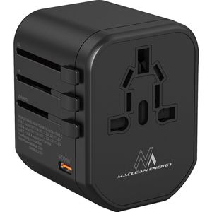 Maclean - Reizen universele stopcontact voor EU US AUS UK - 2xUSB-C - 20W