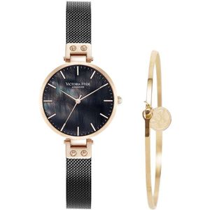 Victoria Hyde - ""River thames"" - geschenkset - dames - horloge + armband - zwartgoud