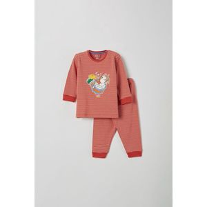 Woody pyjama baby - donkerrood-gebroken wit gestreept - cavia - 211-3-PZL-Z/946 - maat 56