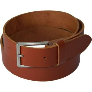 Extra lange 100% Leren Riem, 3 cm. Breed, taillemaat 130 cm. Cognac.