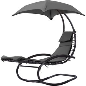 Schommelstoel - Antraciet - Tuin - Waterdicht Materiaal - Met Parasol
